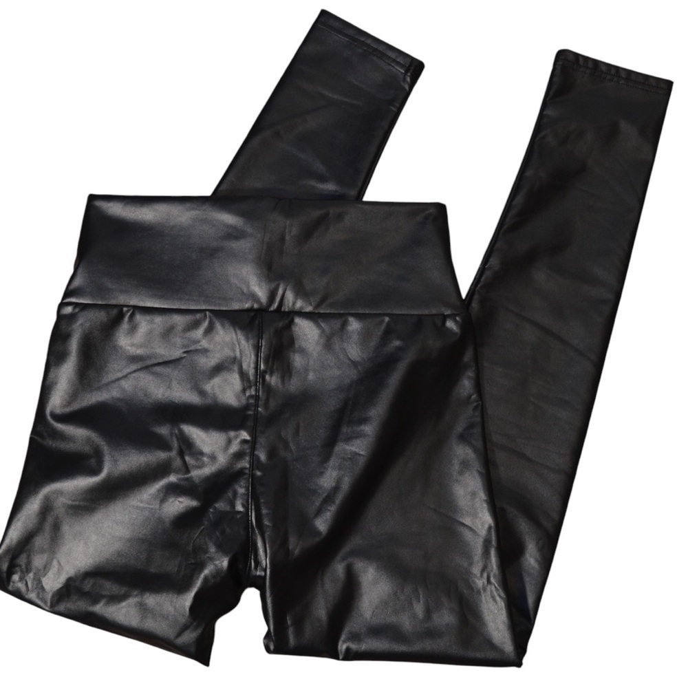 Ginasy Faux Leather Leggings Tummy Control Stretch High Waist‎ Small NWT